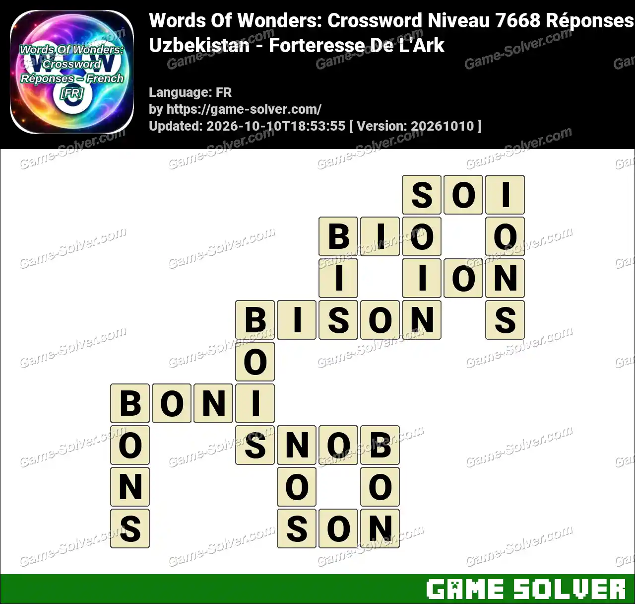 Words Of Wonders: Crossword Niveau 7668 Réponses – Uzbekistan – Forteresse De L’Ark